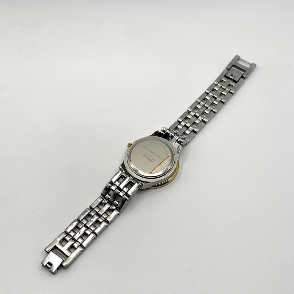 Liz Claiborne Two-Tone Crystal Bezel Watch 6.75" New Battery - Picture 6 of 14
